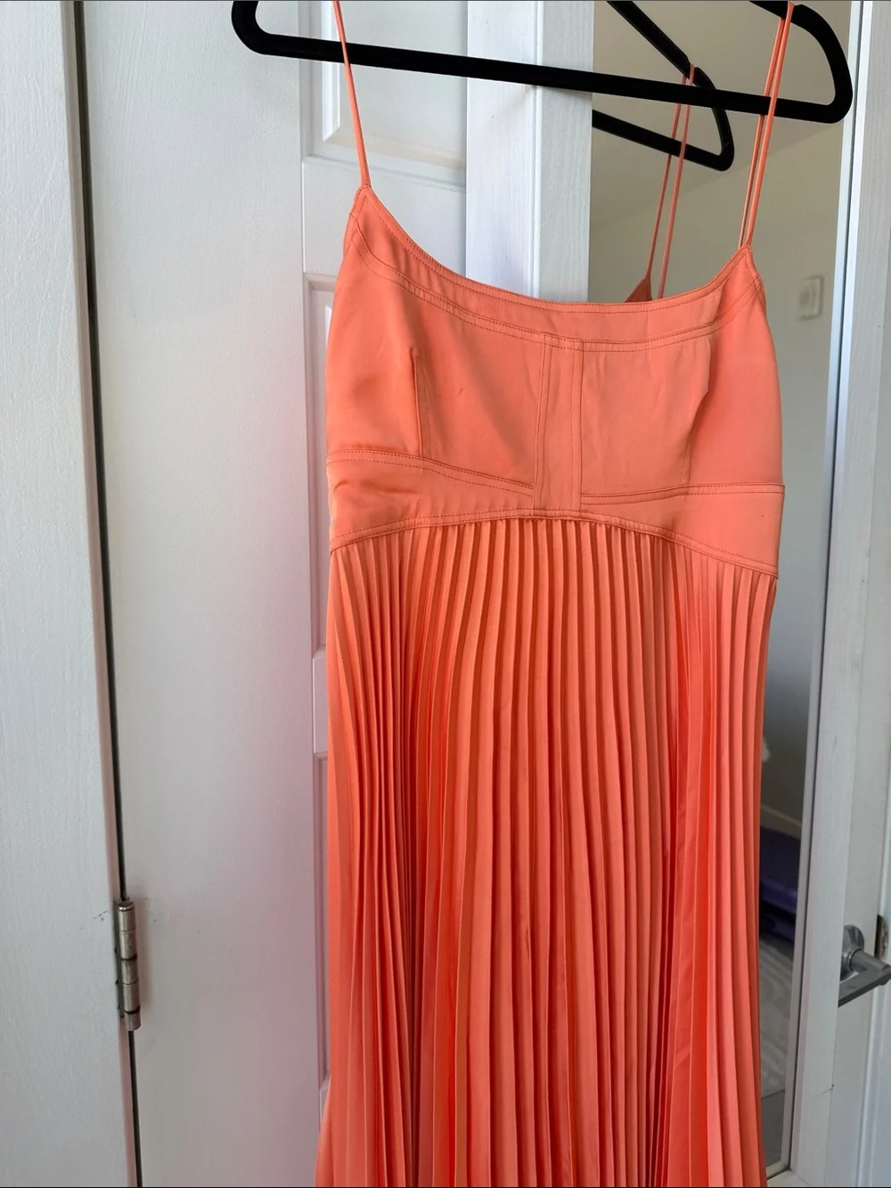 House of Harlow 1960 Coral-Orange Pleated Midi Dress - Picture 7 of 12